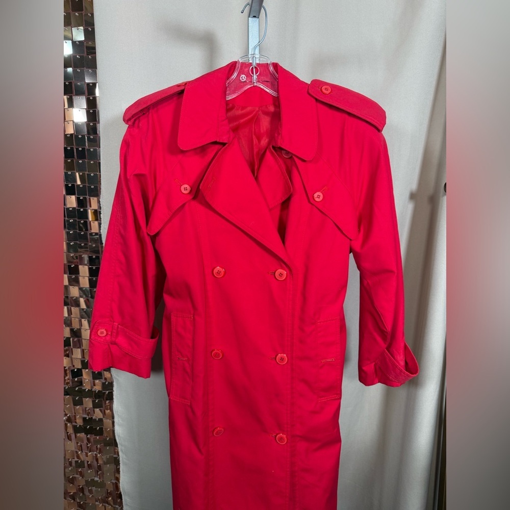 Vintage Red Double-Breasted Trench Coat - Picture 5 of 10